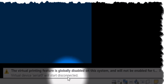 Fix (VMWare Workstation 12 the virtual printing feature is globally disabled)
