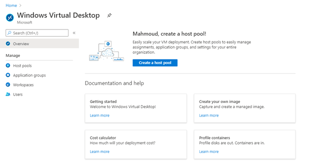 Deploy a Windows Virtual Desktop Host pool with the custom image