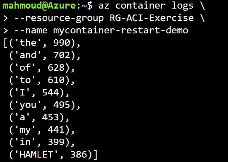 Show container Logs