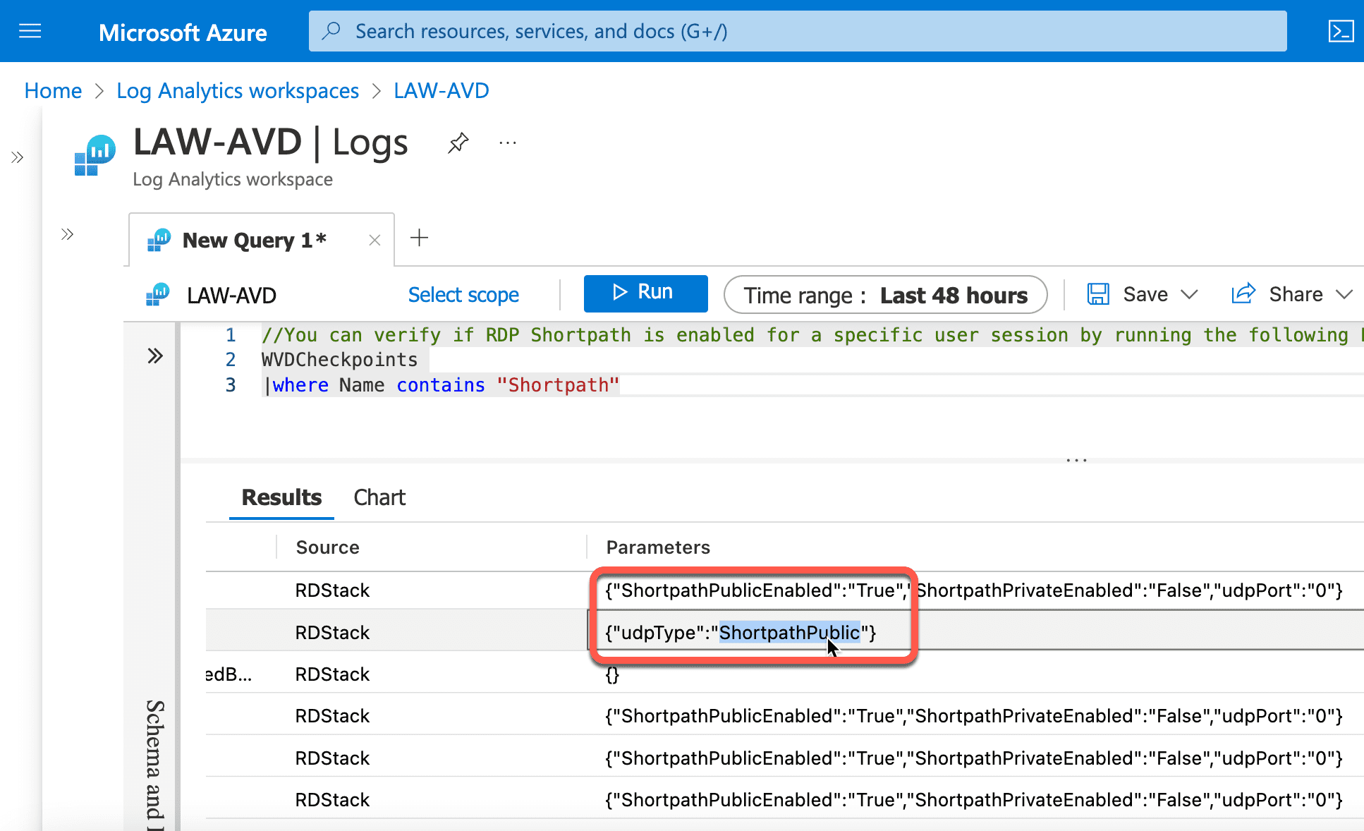 Monitor RDP Shortpath Using Log Analytics