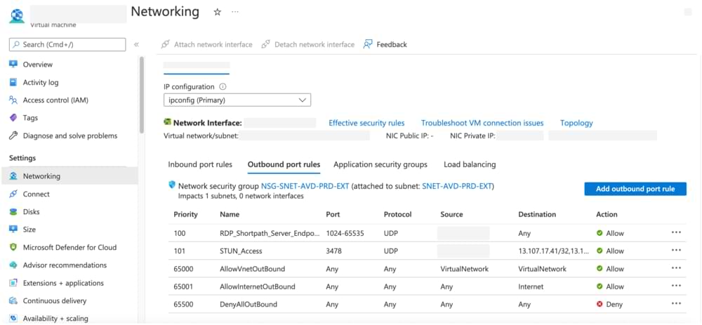 Network Security group for RDP ShortPath