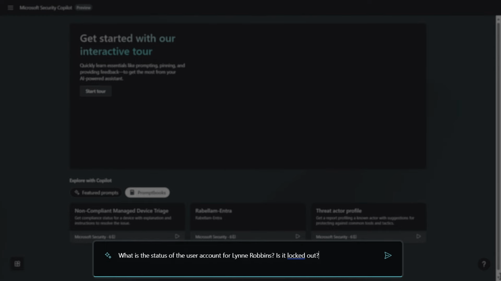 Microsoft Security Copilot - User Lockedout